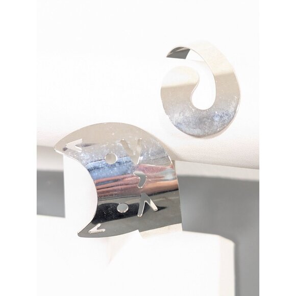 Silver Tone Cat Bypass Wrap Statement Cuff Bracelet Bold 8.5 inch - Picture 2 of 9